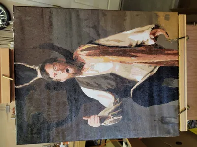 Self-portrait from performance of Falstaff.