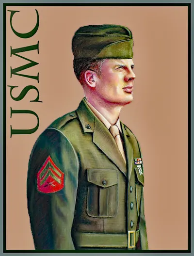 Portrait of Joe Poore, Marine, pastel