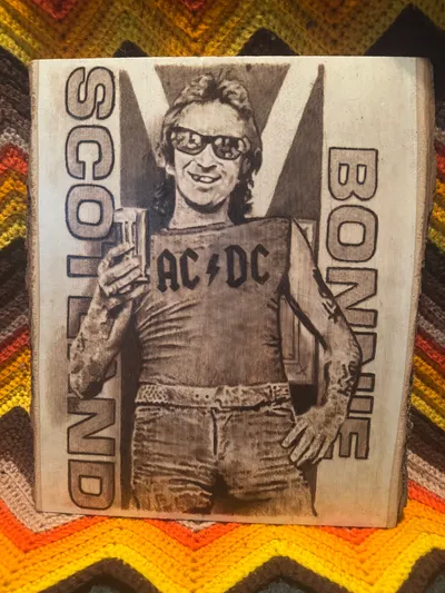Bon Scott woodburning