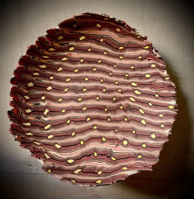 Hand built Serving dish colored clay