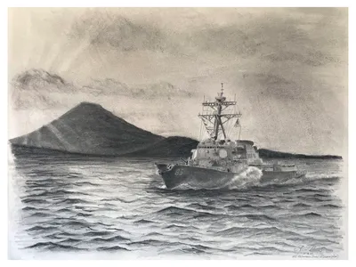 USS McCampbell at Sunset in Sagami Wan