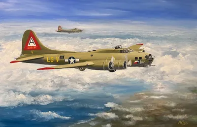 B-17G Lone Star over the coast.