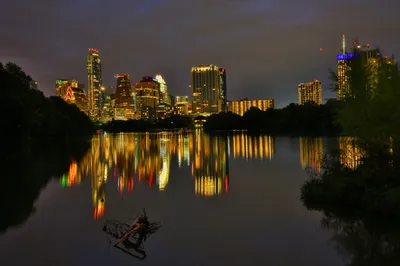 skyline at night, Austin, Texas
