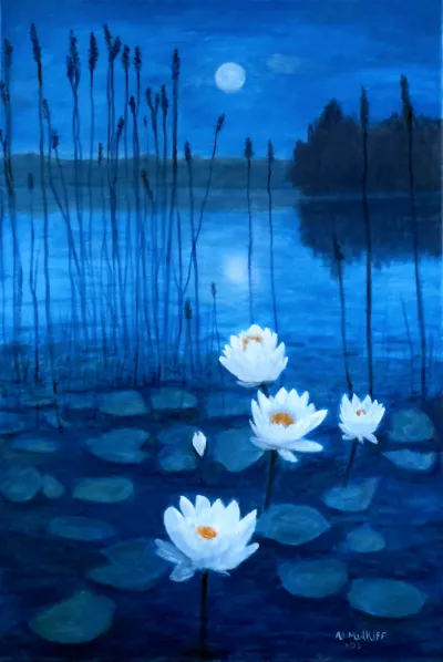 Moonlit White Lotus
