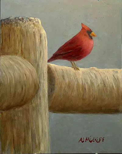 Cardinal On a Post