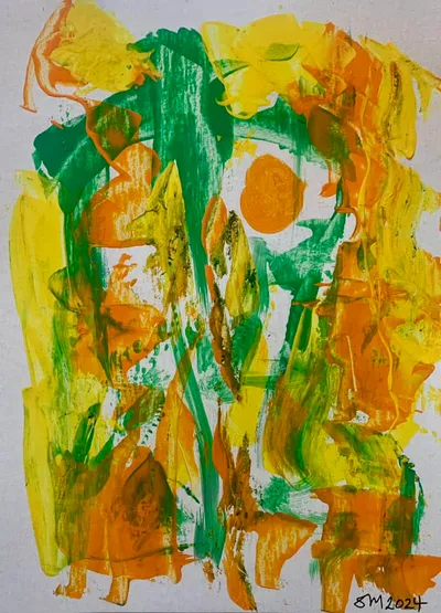 Sunny Day Abstract-acrylics on cardboard