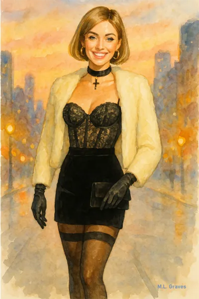 Young Andrian in Her White Mink Bolero Jacket